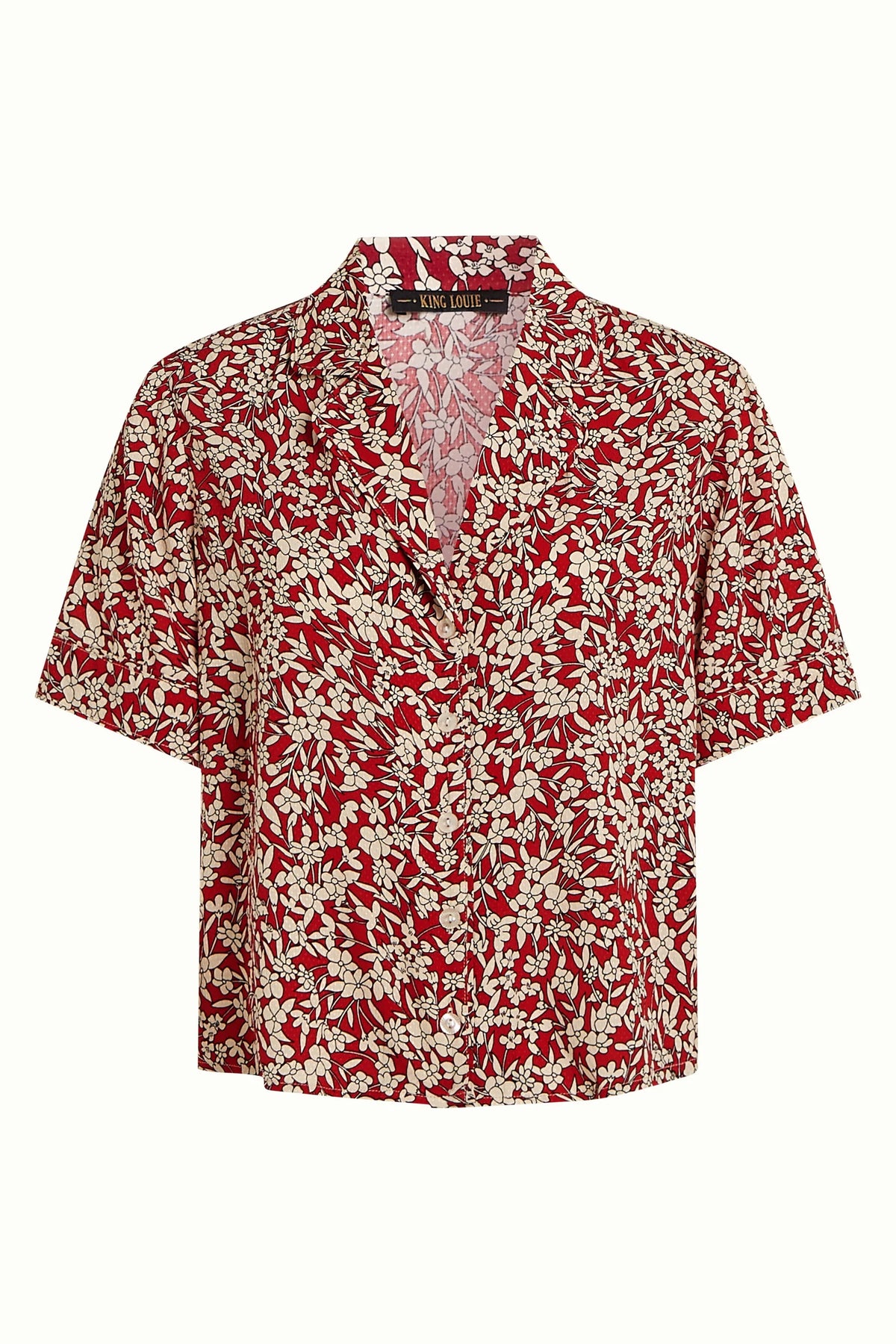 King Louie Elsie Blouse Paradis in Chilli Red Floral