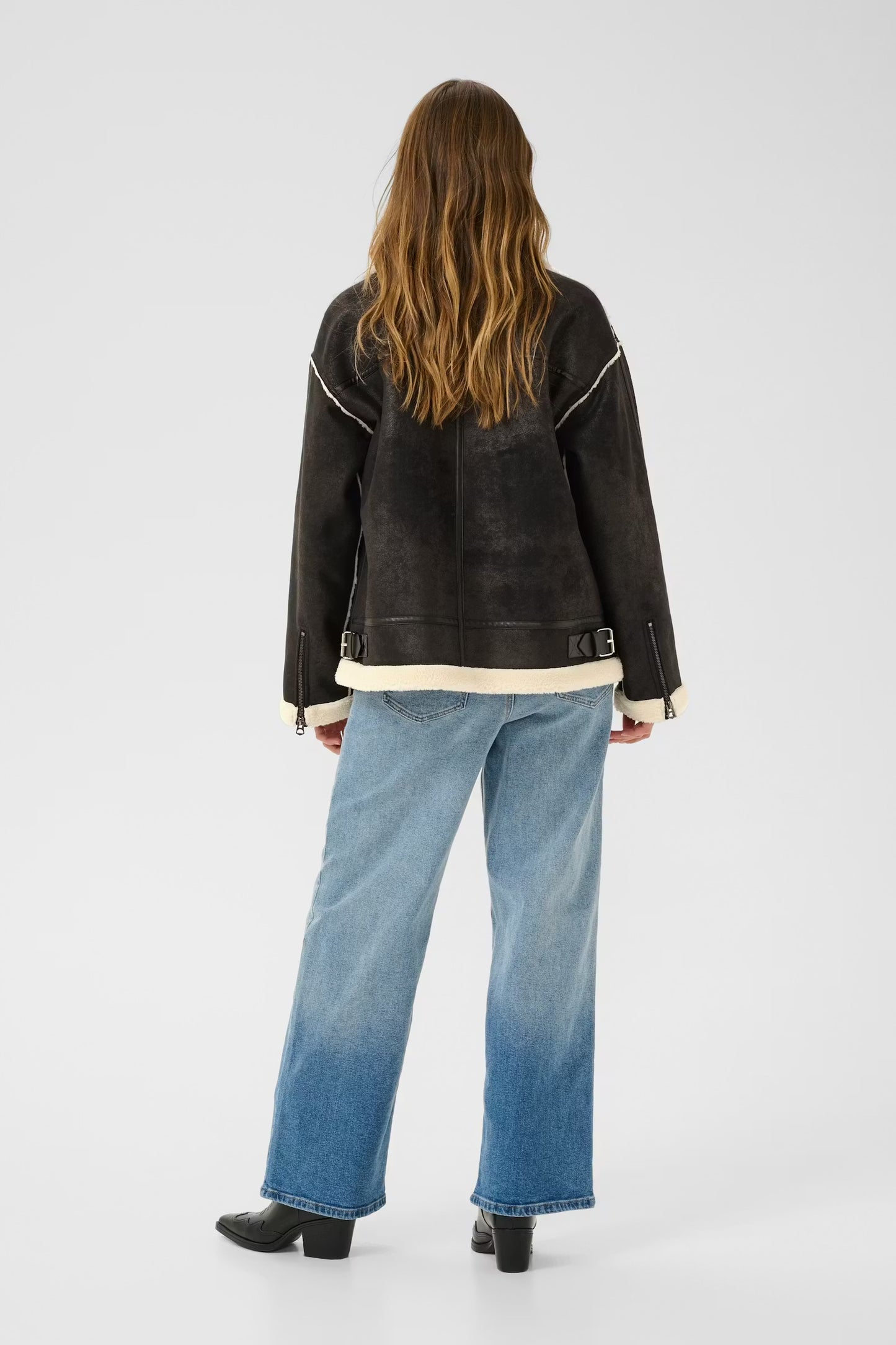 Kaffe KApernille Shearling Jacket Deep Black