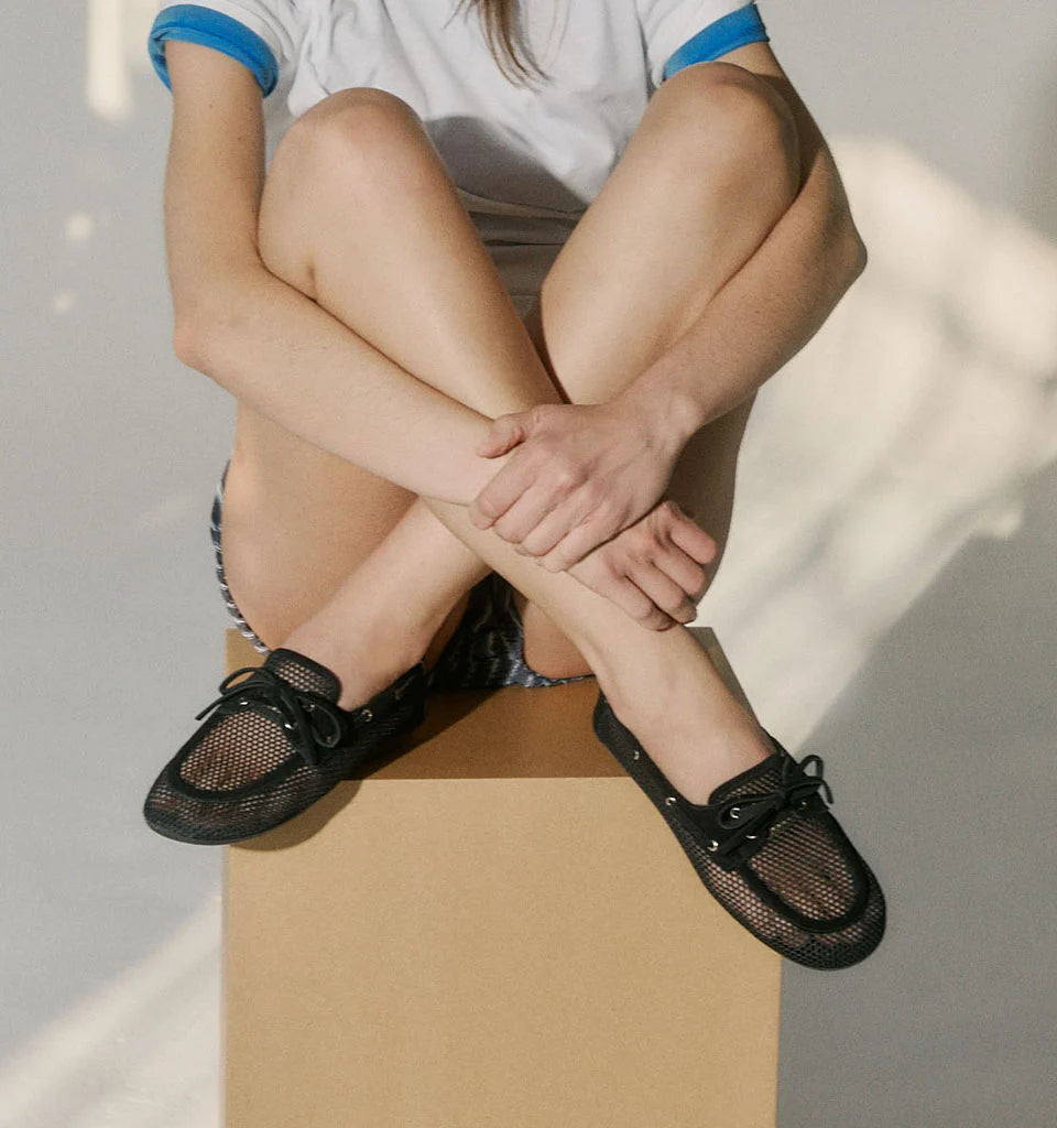 Alias Mae Teddy Mesh Boat Shoe in Black