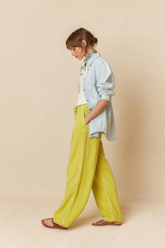 Indi and Cold Maxi Wide Leg Pant in Pistachio