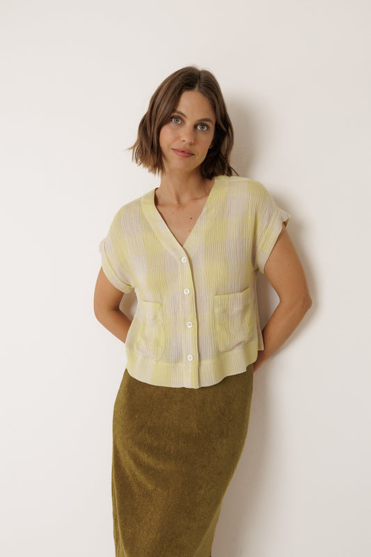 Indi and Cold Gingham Check Shirt in Wasabi