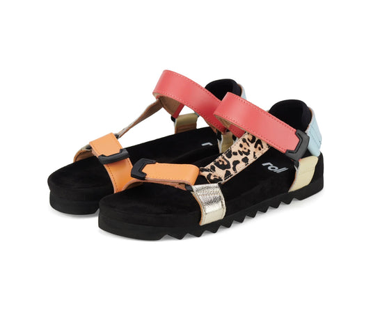 Rollie Sandal Tooth Wedge Multi Leopard