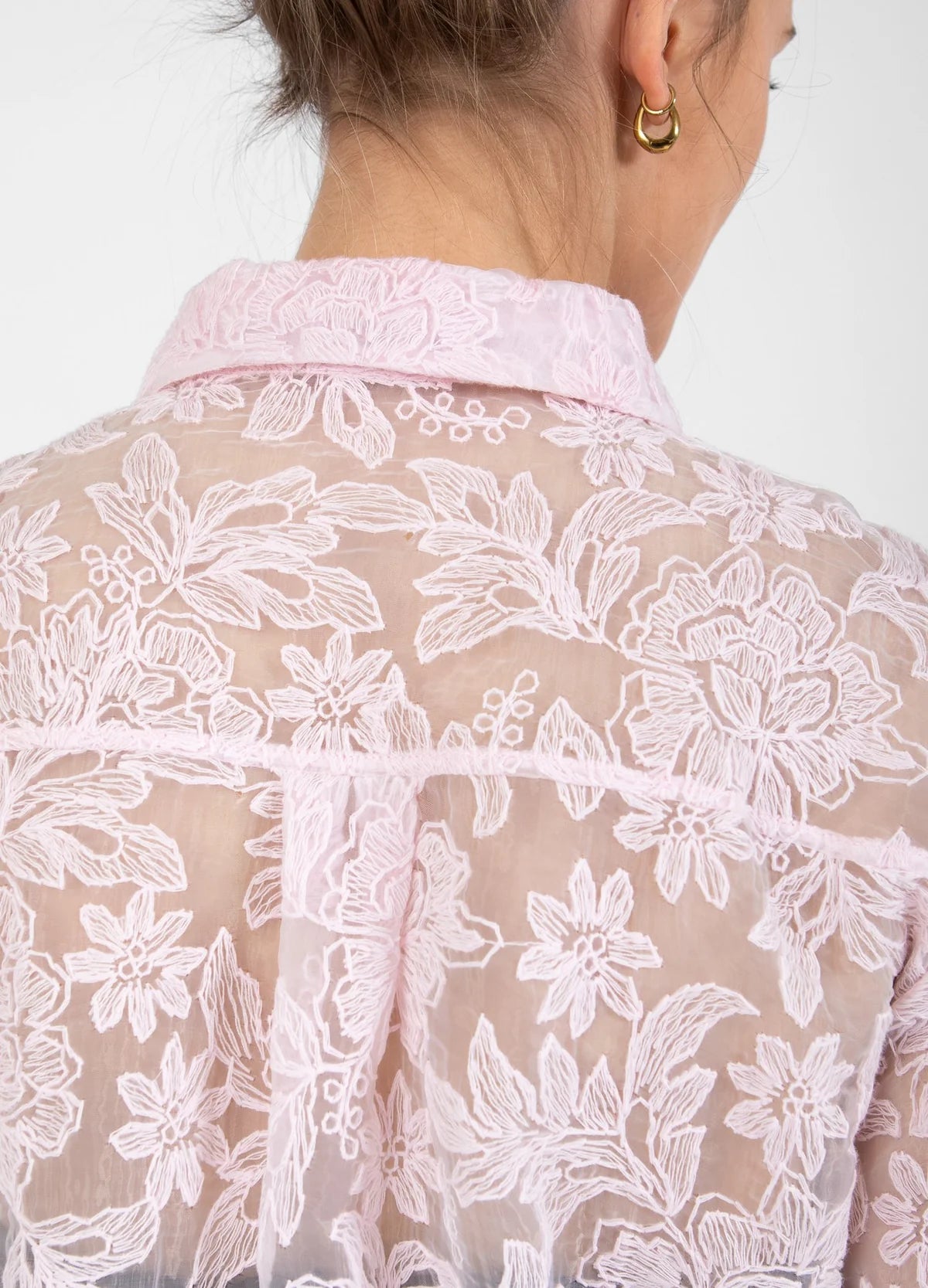 COSTER Shirt with Lace in Powder Rose