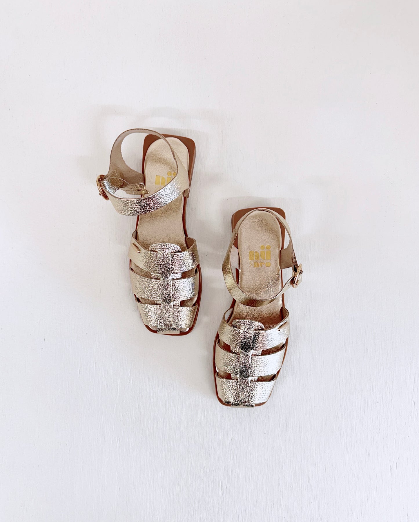 Nu X Neo Wanda Cage Sandal in Gold Leather