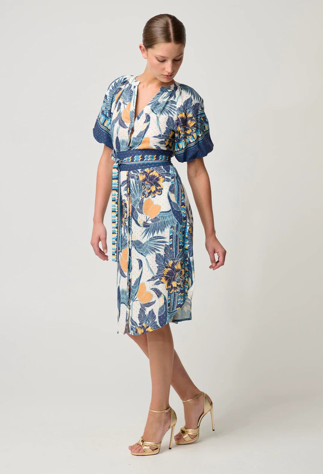 OnceWas Bijou Linen Viscose Dress in Tukano Print