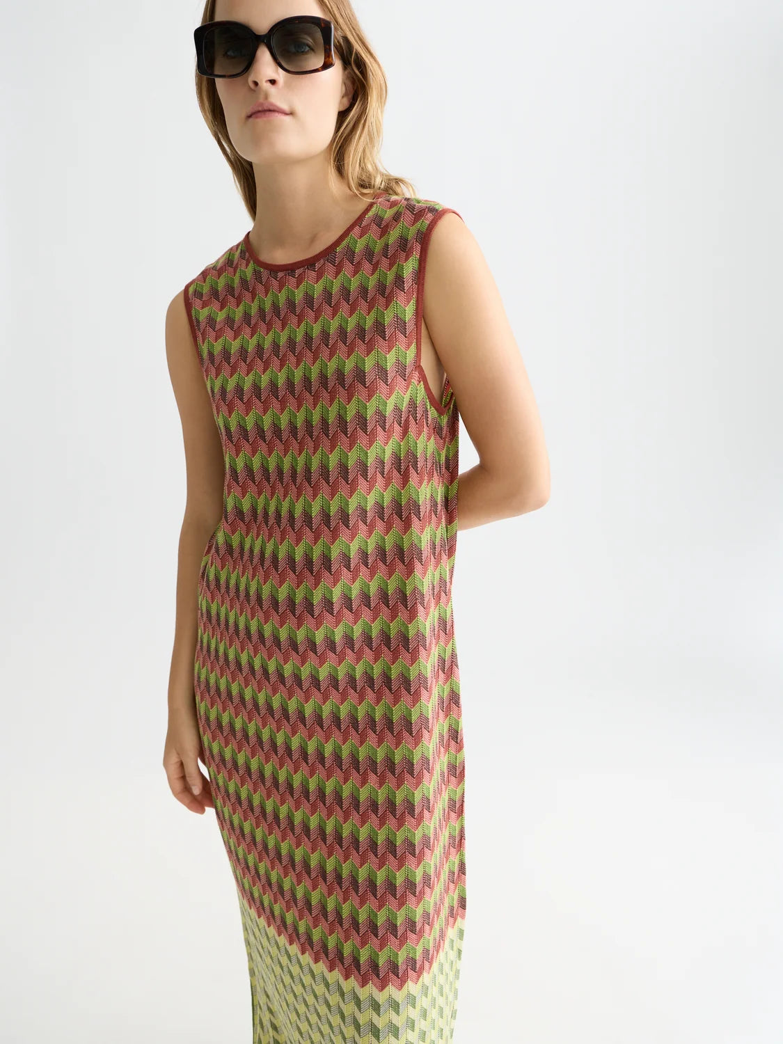 Scotch & Soda Chevron Knitted Maxi Dress in Burnt Henna