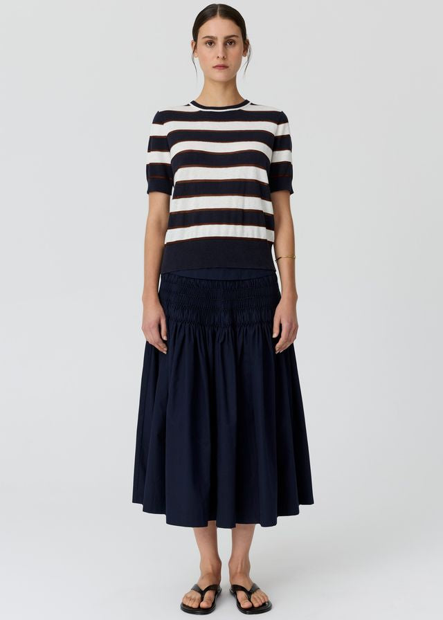 POL Darcey Stripe Knit Tee Ink/White/Choc