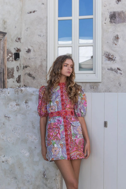 Kachel Hazel Mini Dress in Multi