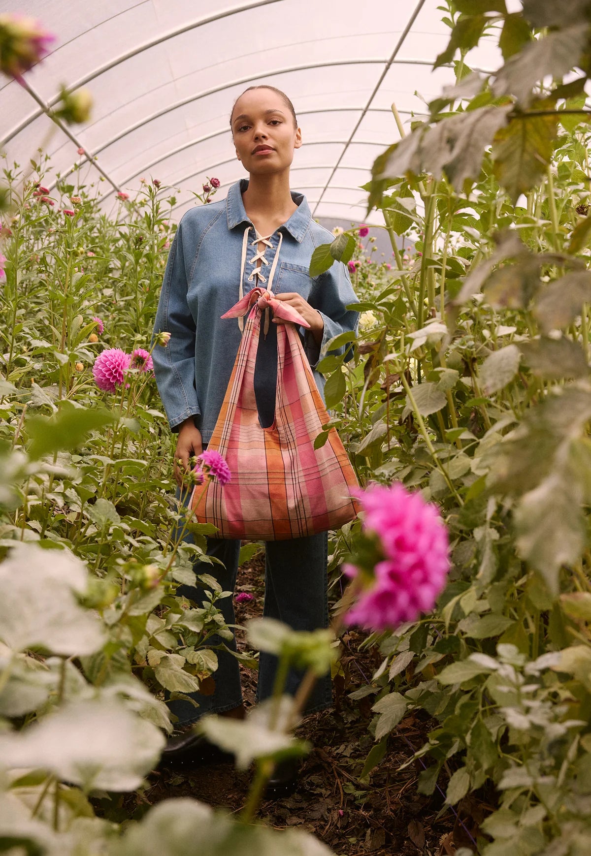 Nancybird Knot Bag in Pink Check