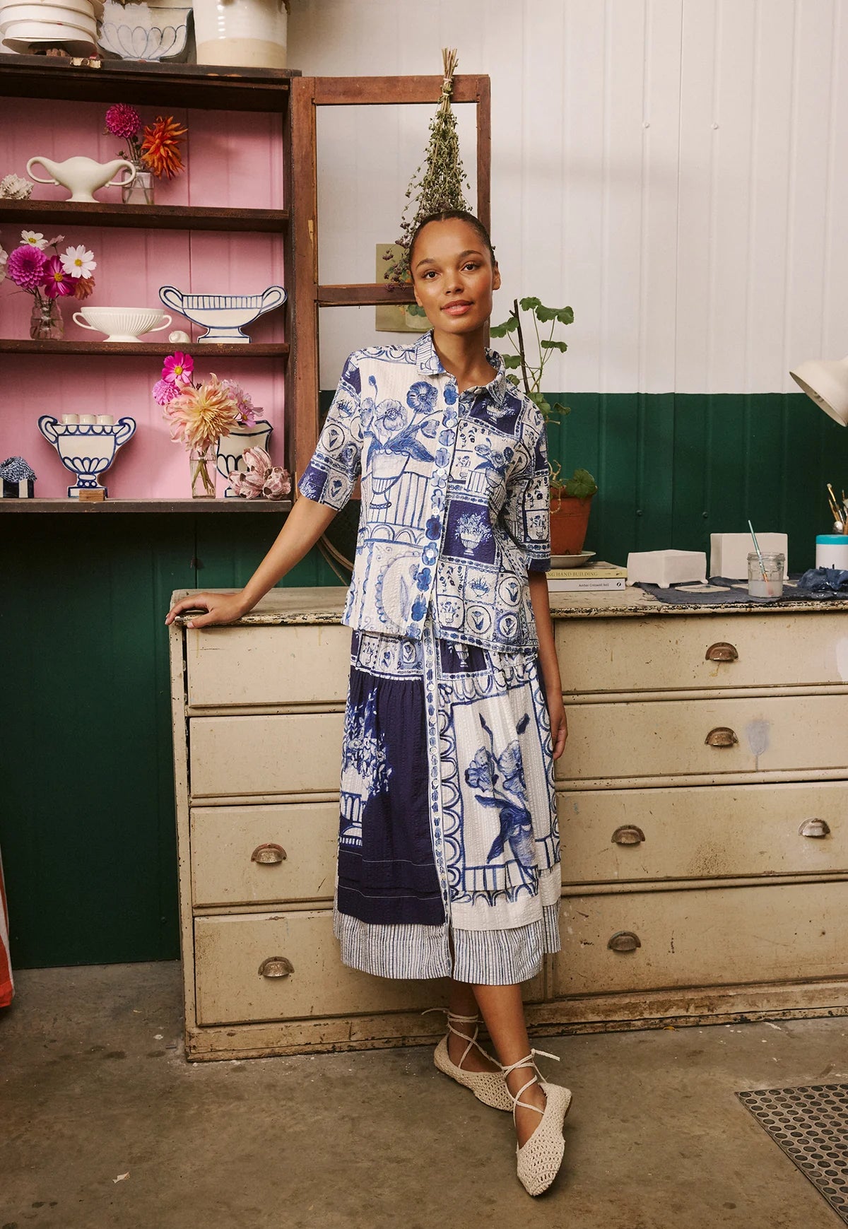 Nancybird Summer Shirt in Lyon Tile