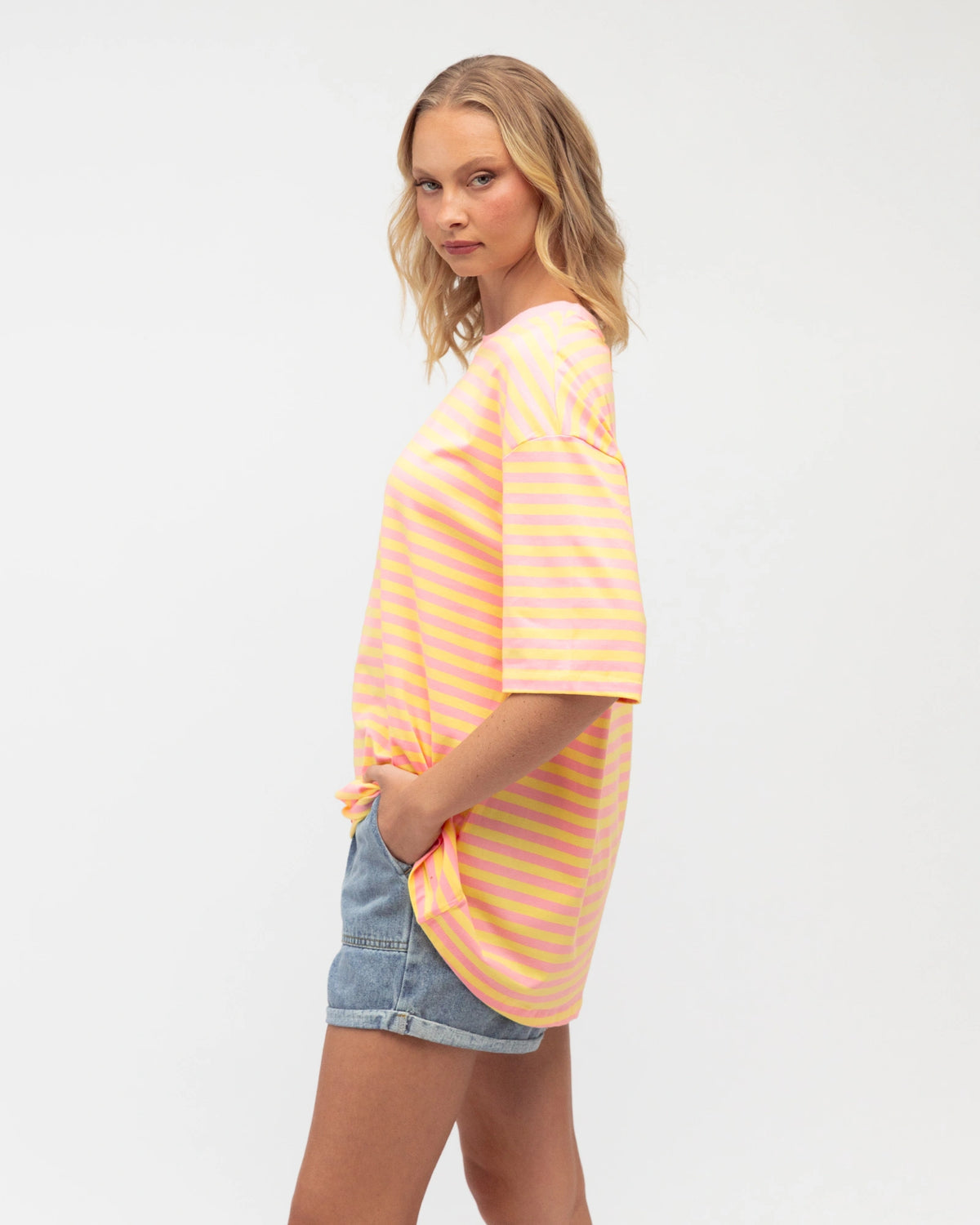 Mimi Stripe Tee Yellow/Pink
