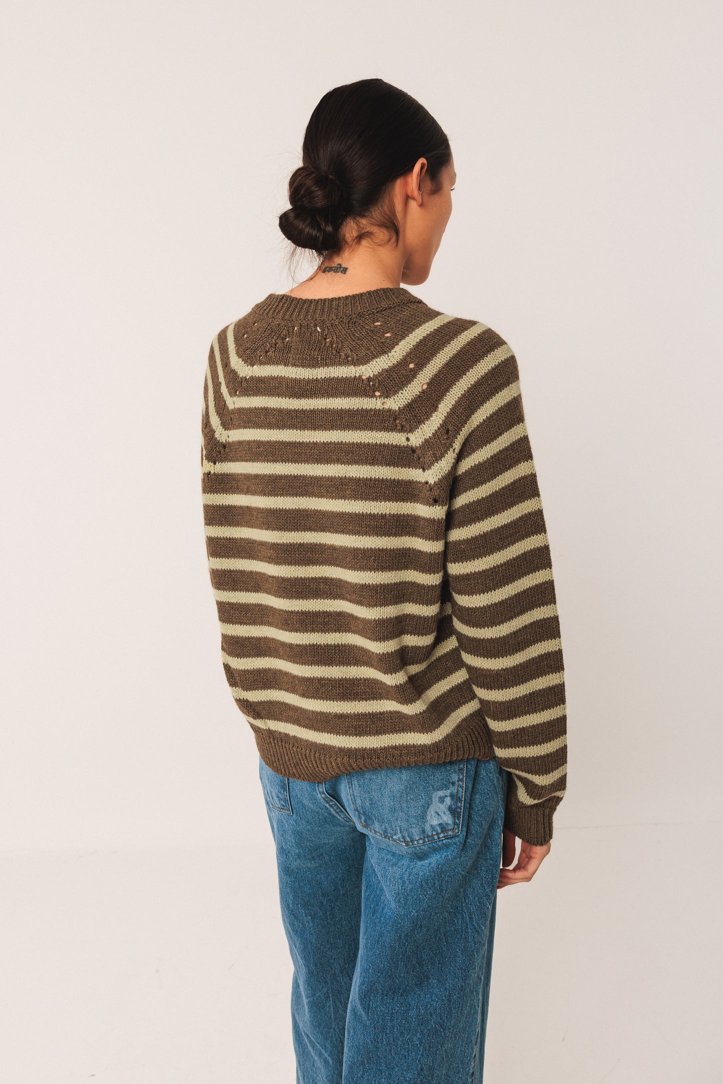 Indi & Cold Bicolour Stripe Sweater Khaki