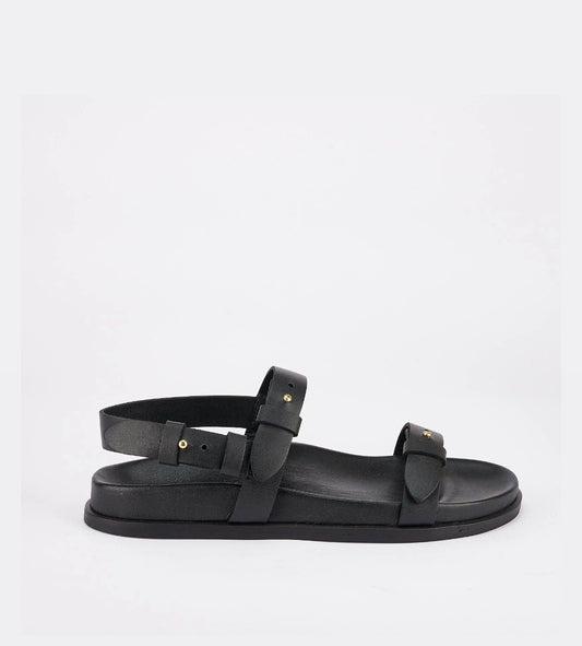 Sol Sana Tritan Footbed Sandal in Black Leather