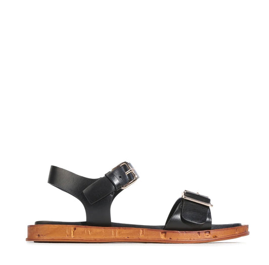 EOS Cerena Leather Sandal in Black