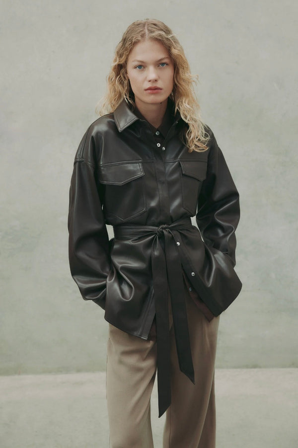 Nude Lucy Camille Vegan Leather Overshirt