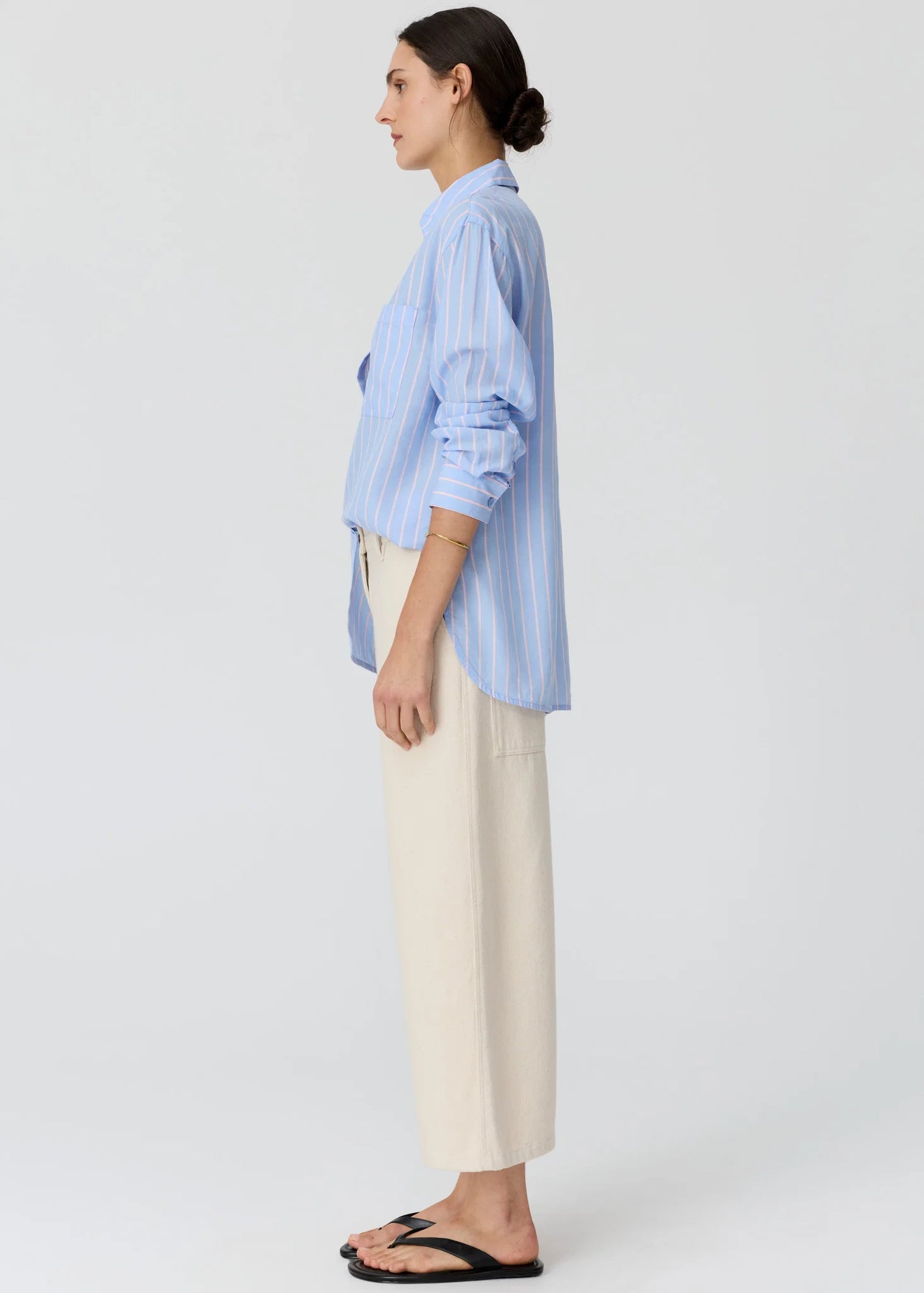 POL Aubin Long Sleeve Shirt Blue/Pink Stripe