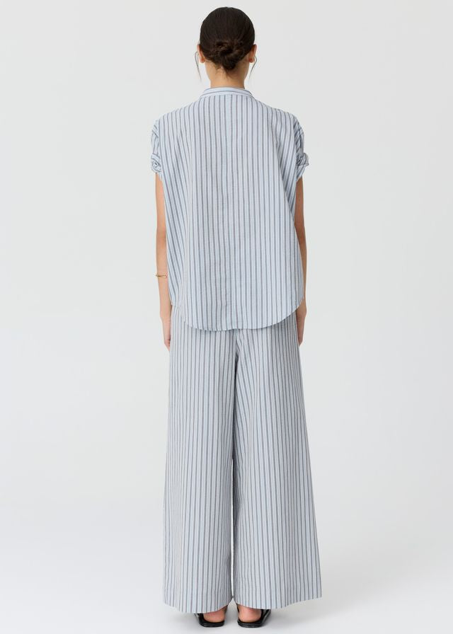 POL Bay Shirt Blue/Choc Stripe