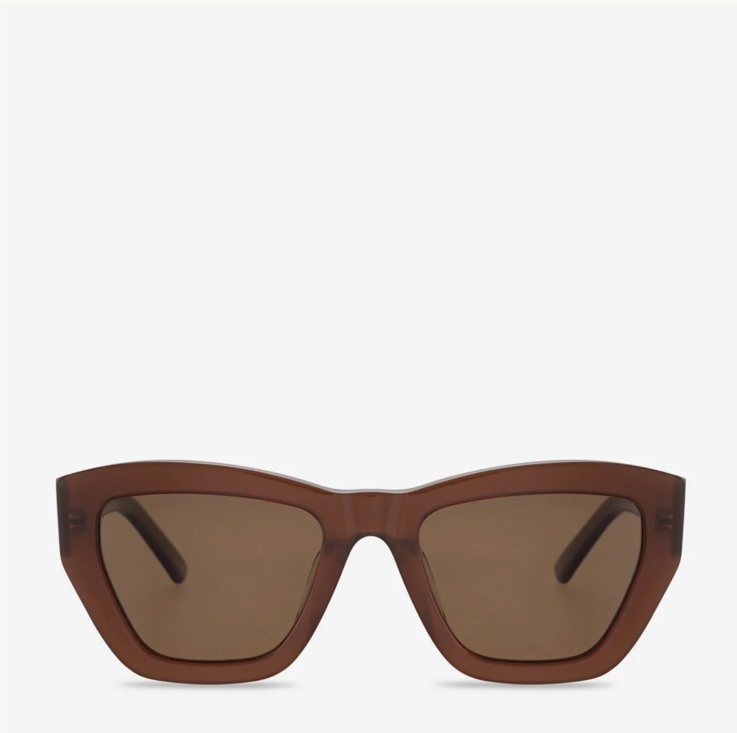 Brown cat-eye sunglasses with tinted lenses, stylish everyday fashion accessory