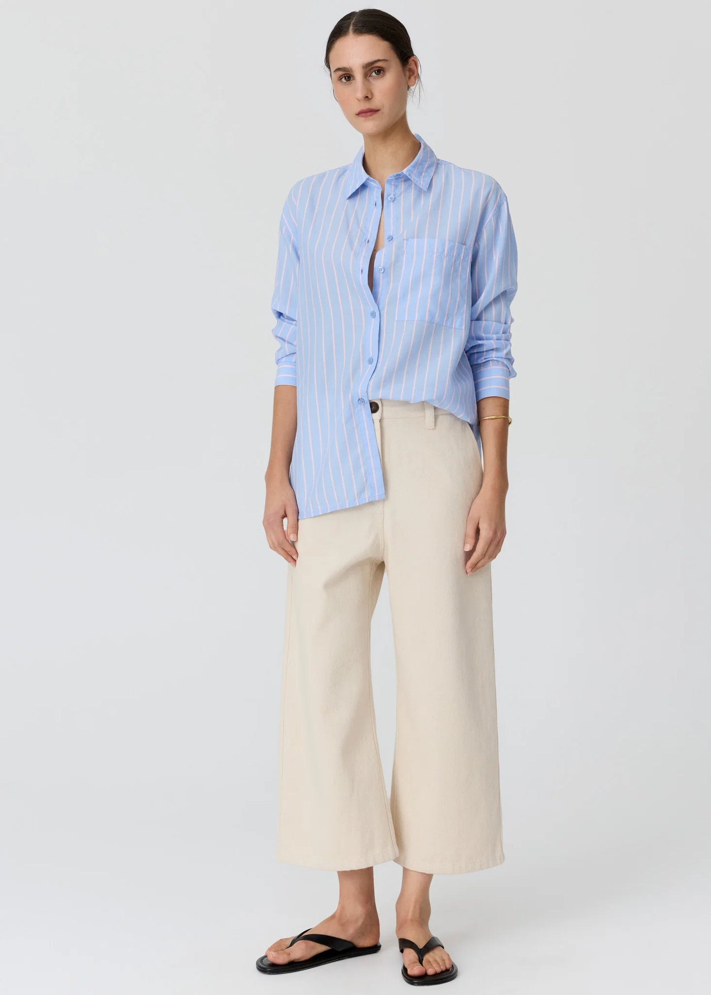 POL Aubin Long Sleeve Shirt Blue/Pink Stripe
