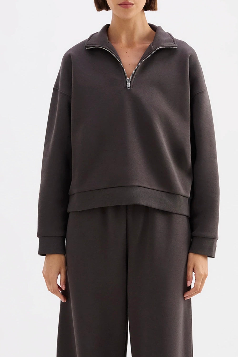 Nude Lucy Carter Classic Zip Front Sweat Coal