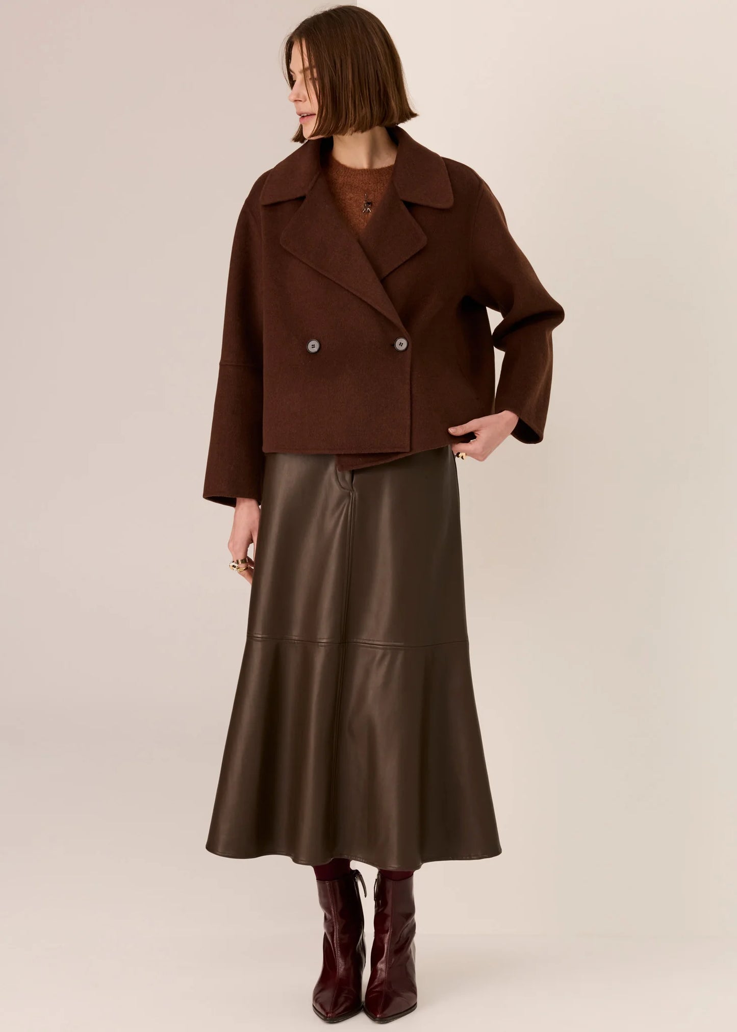 POL Cohen Cropped Wool Coat