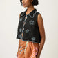 Nancybird Tuva Vest in Charcoal Embroidered