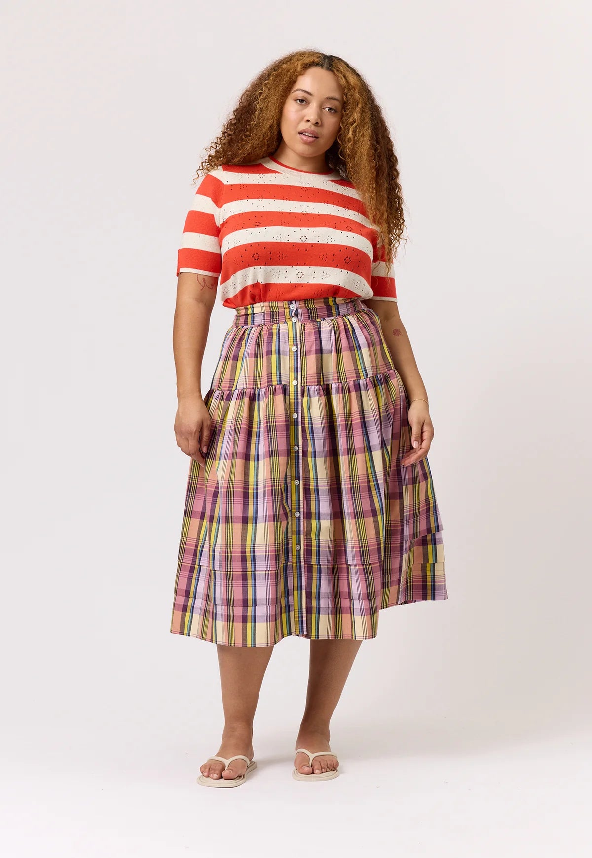 Nancybird Coco Pintuck Skirt in Acid Check