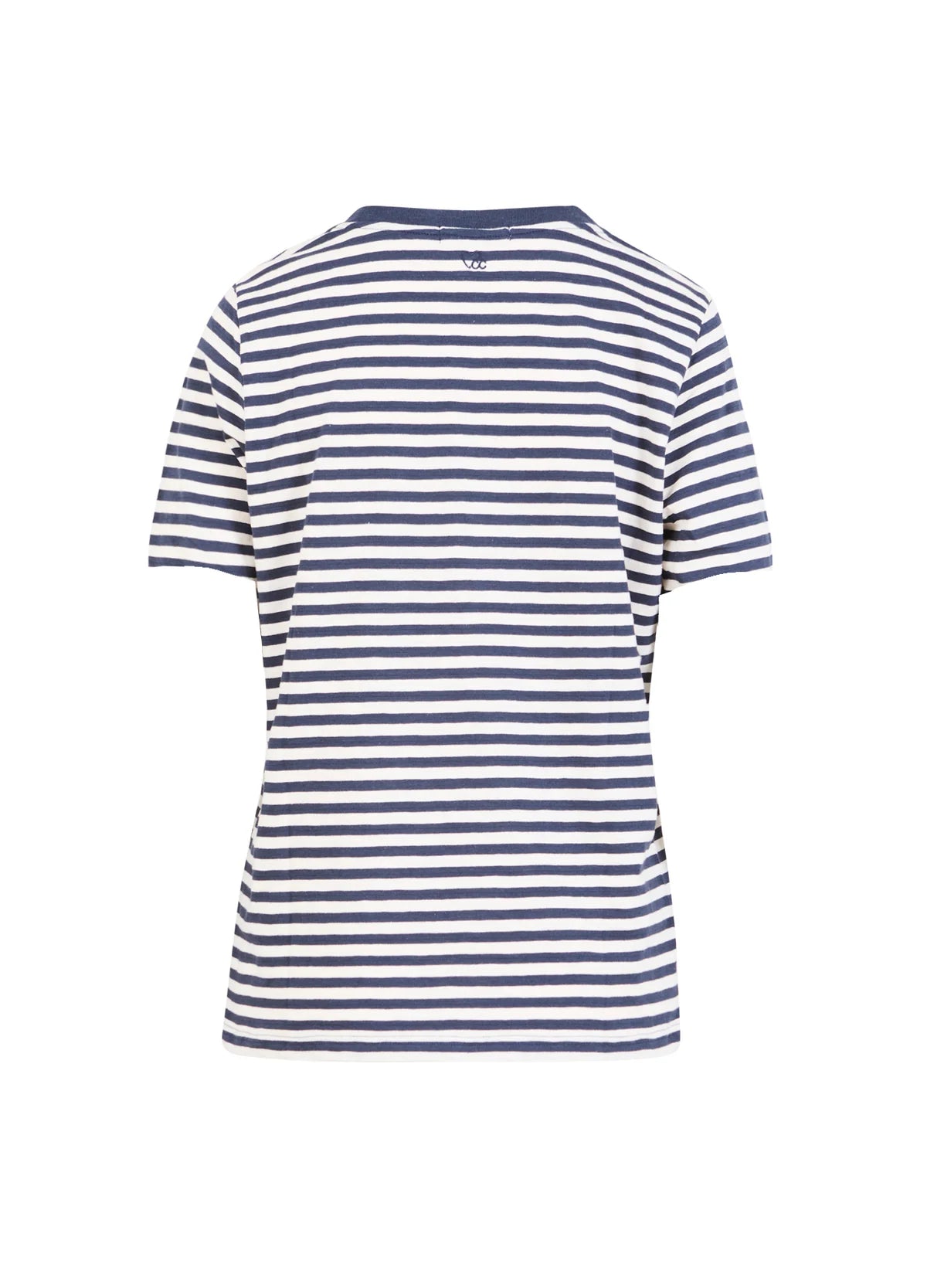 CC Heart Stripe T-Shirt Short Sleeve in Night Sky Blue and Cream