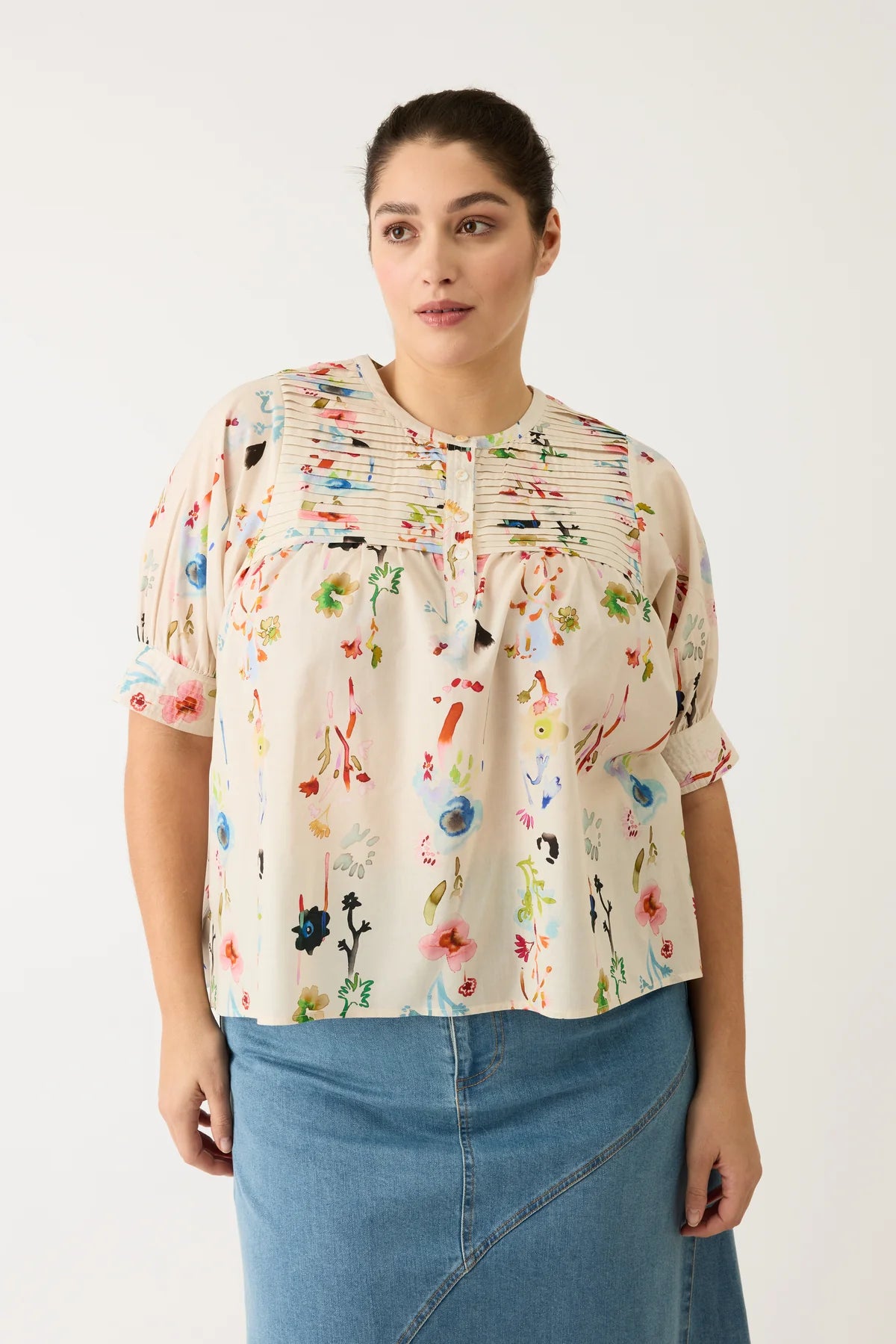 Nancybird Gwen Blouse, Watercolour Cream
