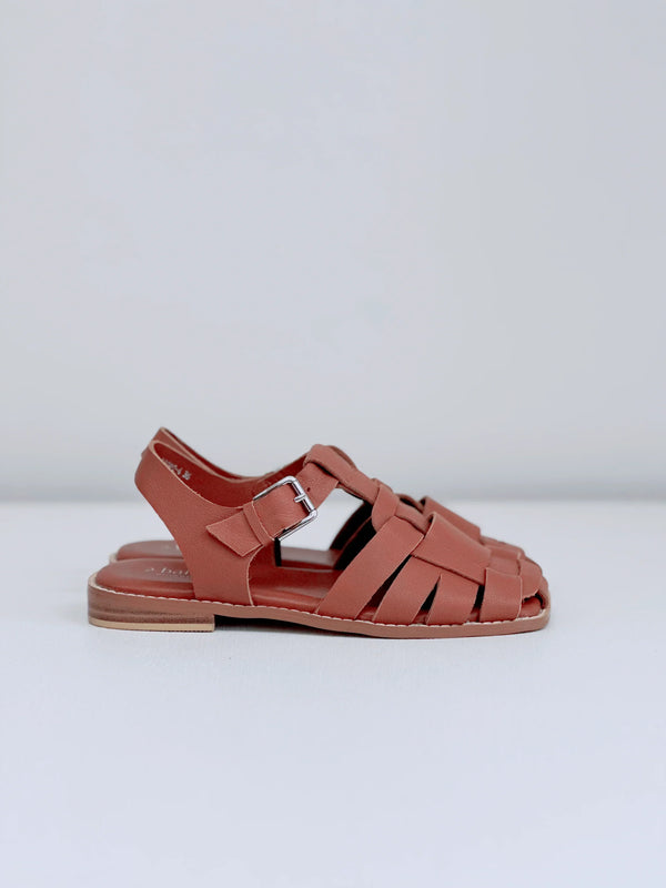 Women's brown leather fisherman sandal with buckle, The Tartan Fox boutique footwear