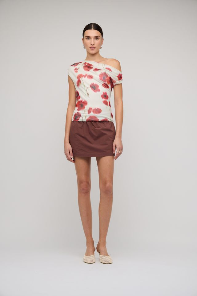 Staple the Label Lumi Mesh Top, Poppy Red