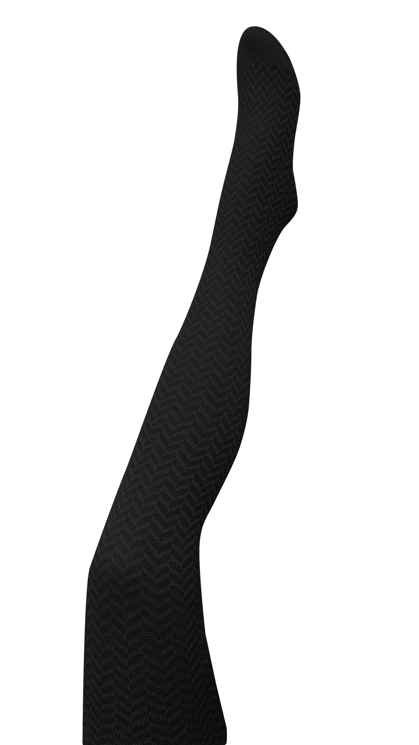 Tightology Herringbone Merino Wool Tights Black