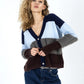 Coster Colourblock Knit Cardigan with Furry Sleeves