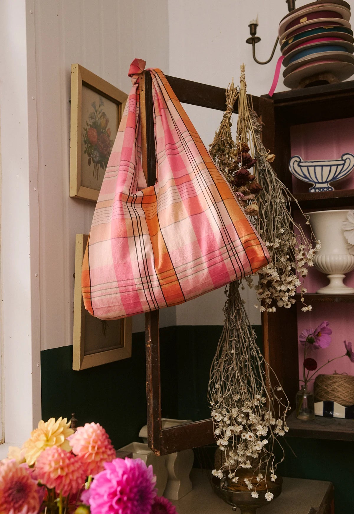 Nancybird Knot Bag in Pink Check