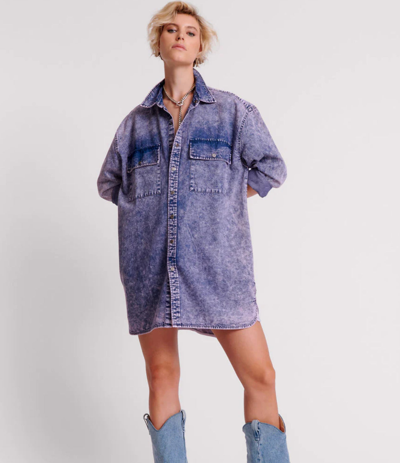 One Teaspoon Purple Rain Nixie Denim Shirt Dress