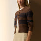 POL Sable Cardigan Striped Choc / Ink