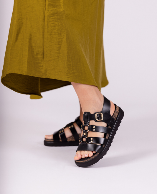 Yokono Tunez 255 Leather Sandal in Black