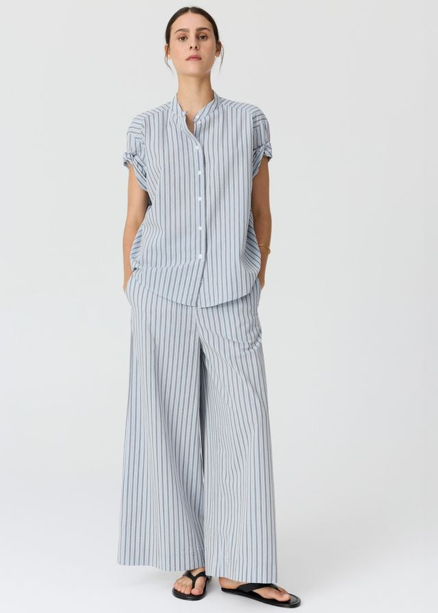 POL Bay Shirt Blue/Choc Stripe
