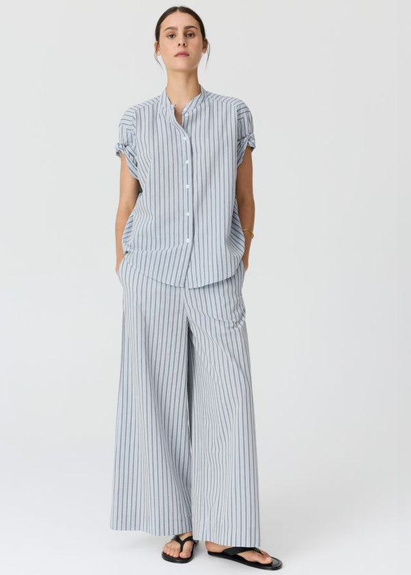 POL Bay Shirt Blue/Choc Stripe