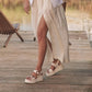 EOS Menorca Platform Sandal in Bone Leather