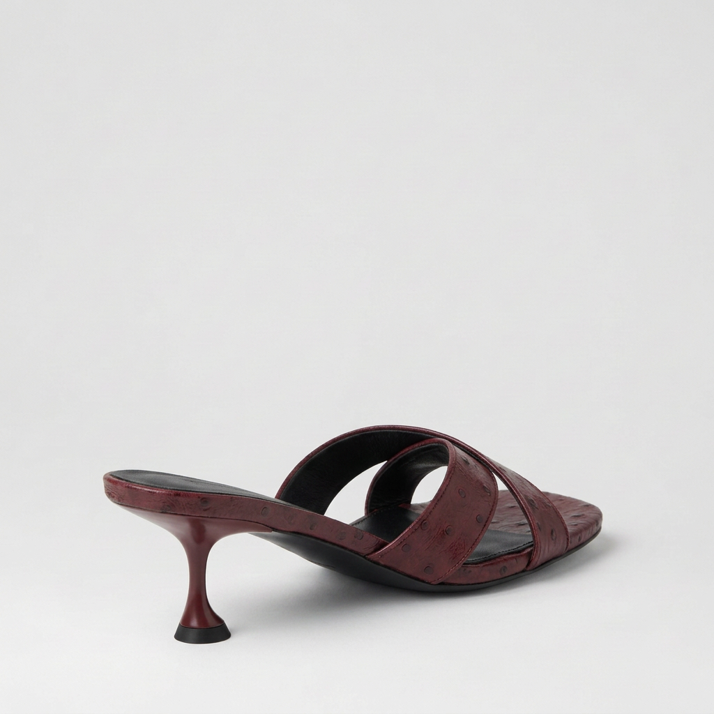 Mollini Asire Sandals in Burgandy Ostrich Embossed Leather