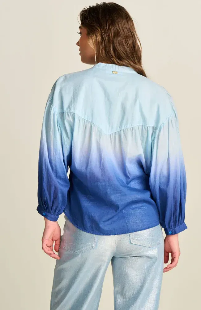 POM Amsterdam Blouse in Faded Ink Blue - the tartan fox