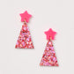 CHRISTMAS TREE EARRINGS in Hot Pink / Scarlet
