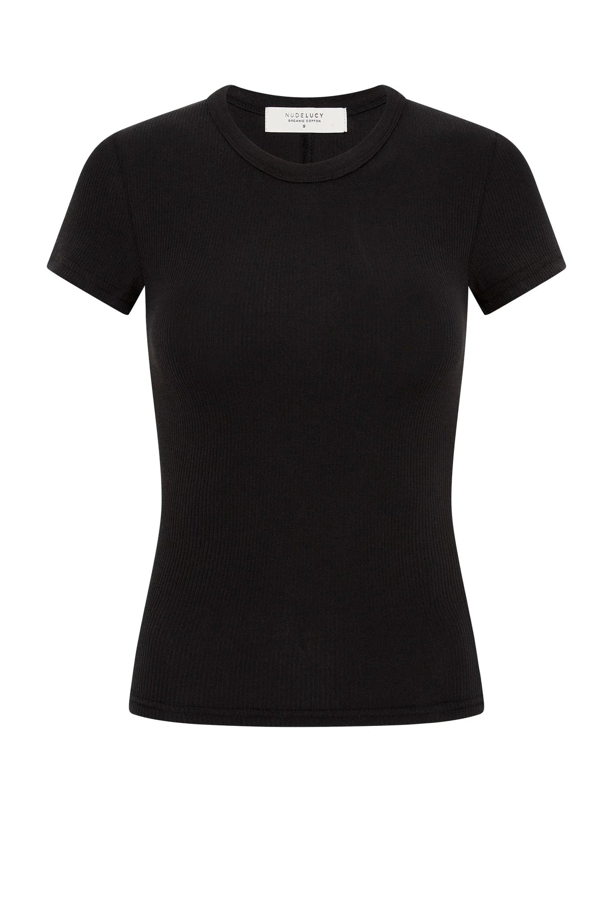 Nude Lucy Organic Rib SS Tee in black