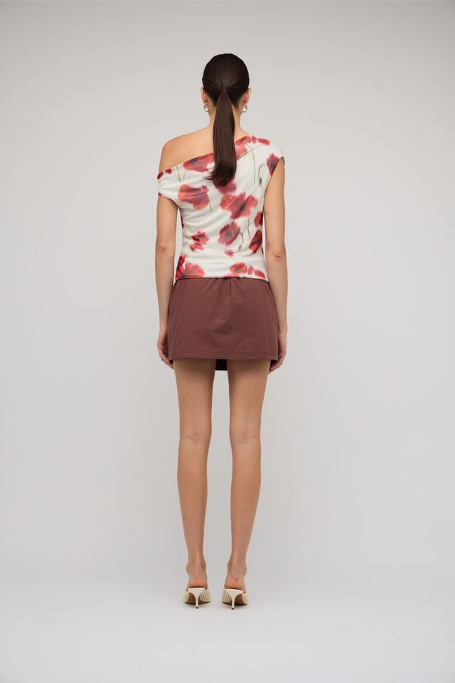 Staple the Label Lumi Mesh Top, Poppy Red