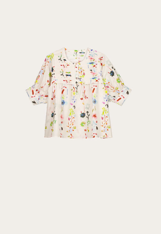 Nancybird Gwen Blouse, Watercolour Cream