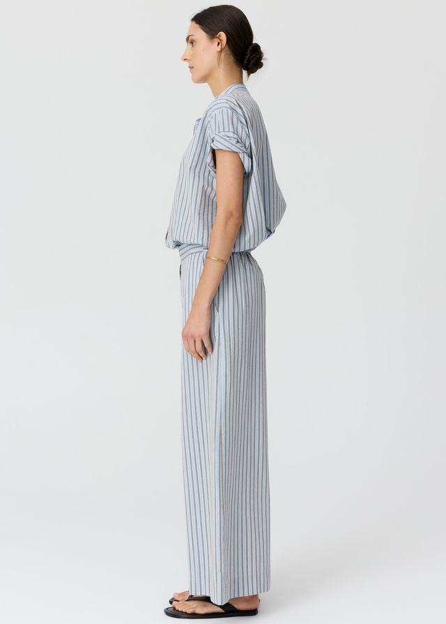 POL Bay Shirt Blue/Choc Stripe