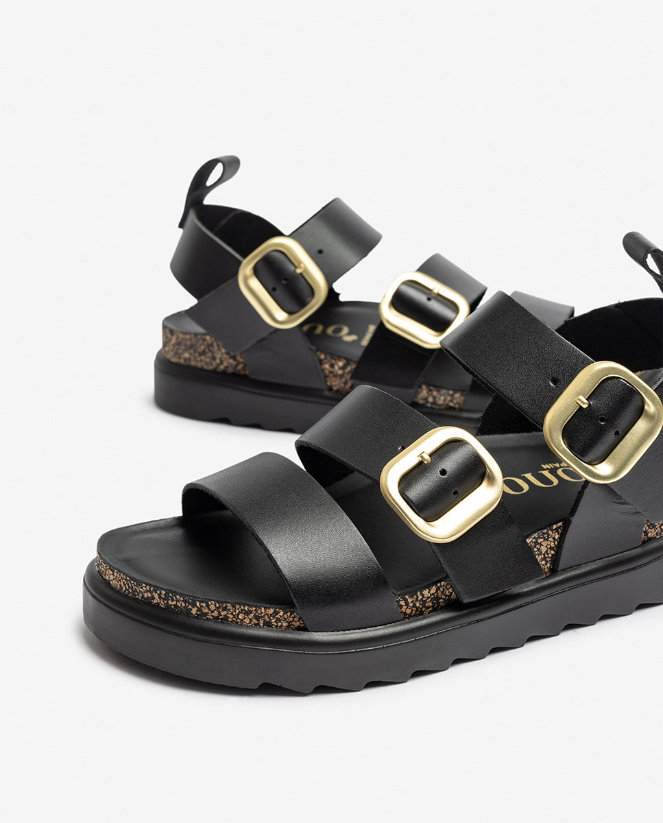Yokono Tunez 127 Leather Sandal in Black