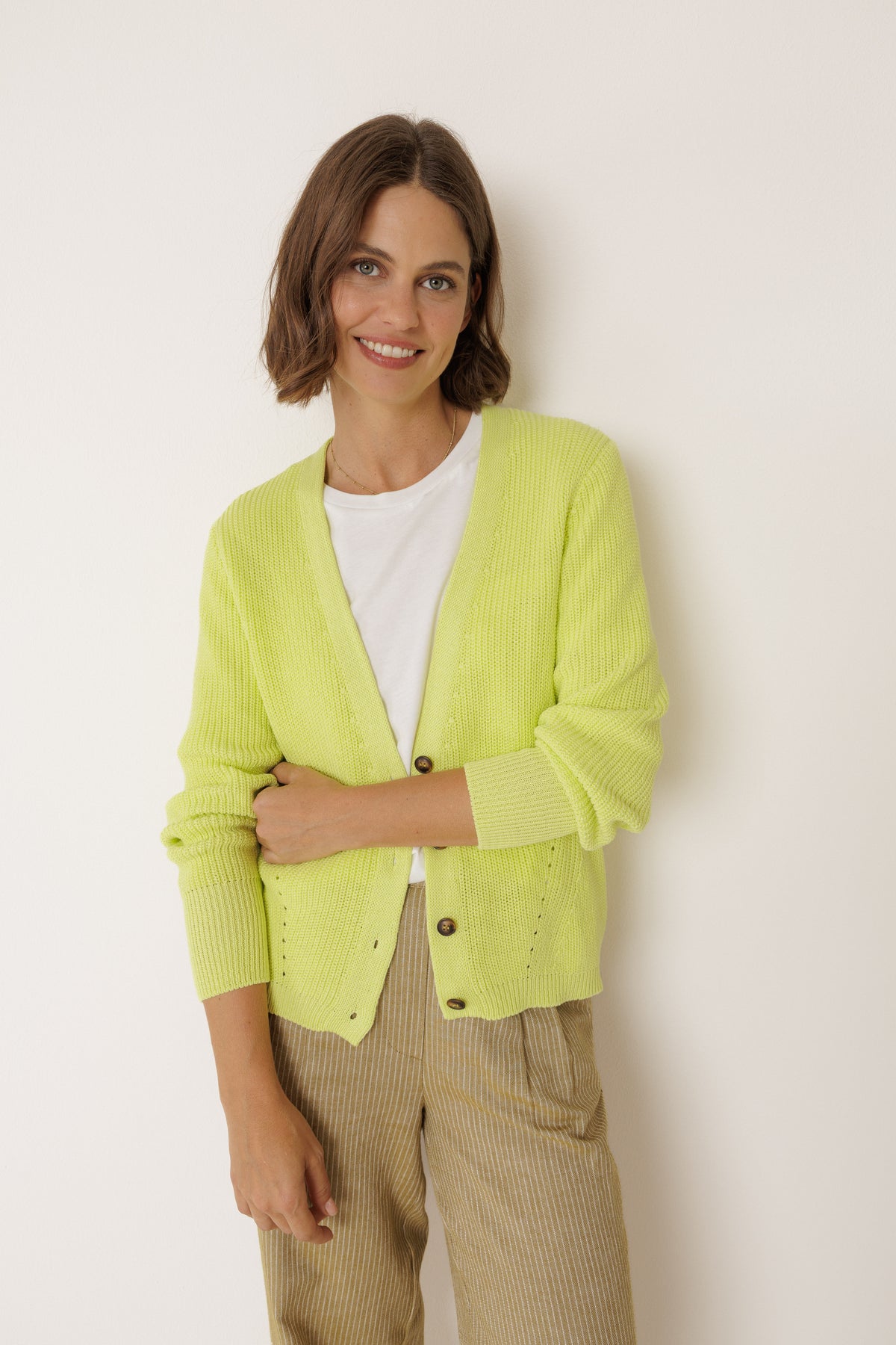Indi & Cold Organic Cotton Knitted Cardigan in Amarillo