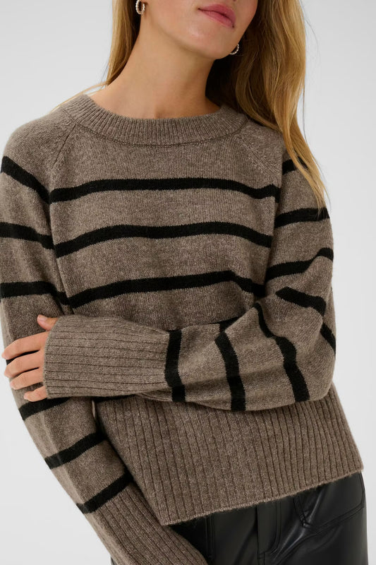 Kaffe KAerin Knit Pullover Morel Melange / Black Stripe